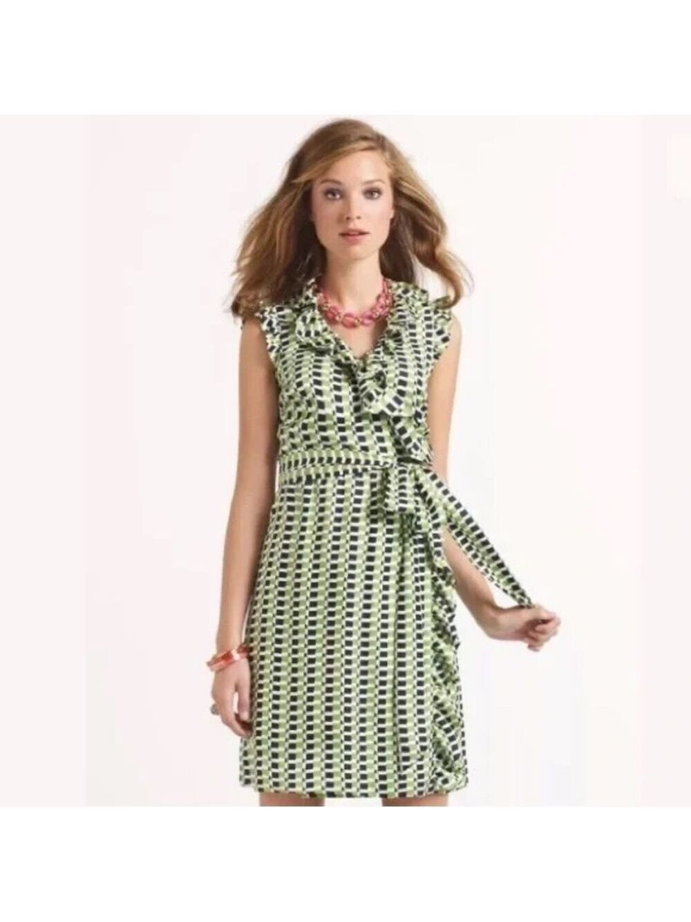 Kate Spade Aubrey Wrap Silk Print Ruffle Dress. Size 6